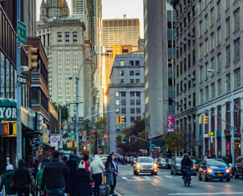 city street people walking