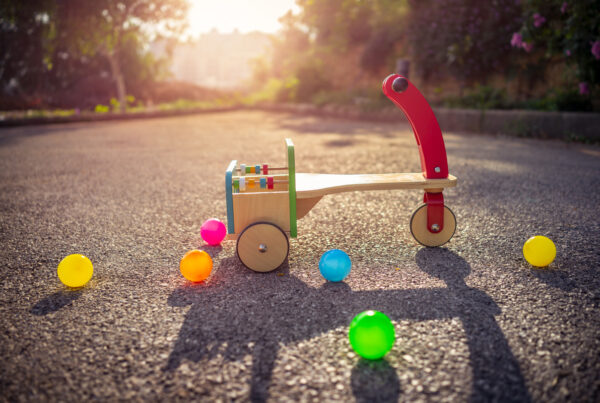 Child bicycle parked on the road