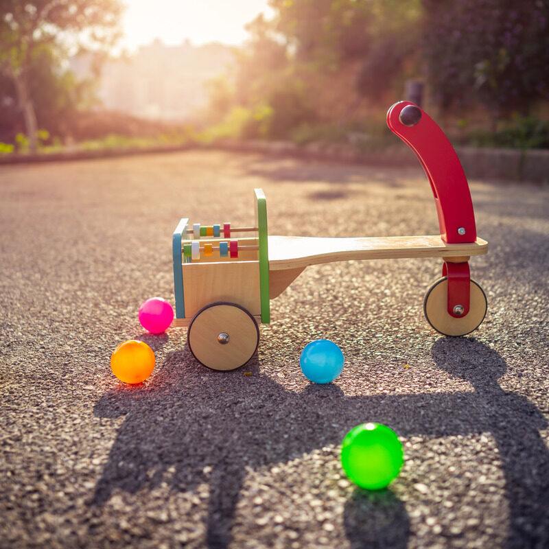 Child bicycle parked on the road