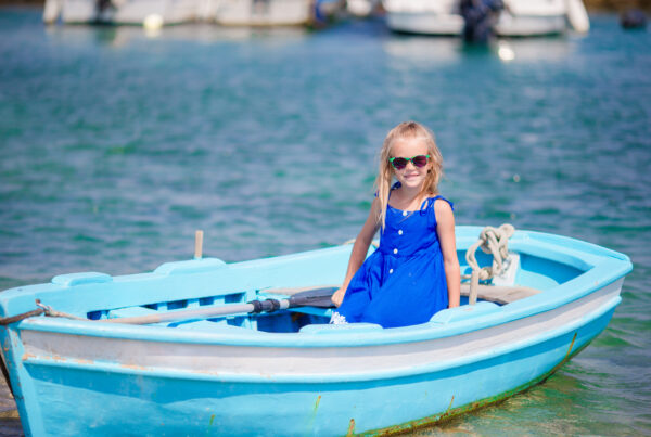 Little girl on row boat