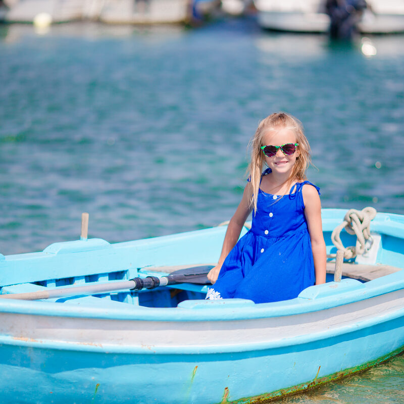 Little girl on row boat